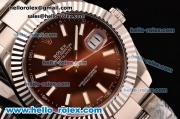 Rolex Datejust II Asia 2813 Automatic Full Steel with Brown Dial and White Stick Markers - ETA Coating Super LumiNova