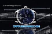 IWC Portuguese Annual Calendar Asia Automatic Steel Case with Blue Dial Black Leather Strap - 1:1 Original(YL)