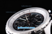 Breitling for Bentley Big Date Automatic Silver Case with Black Dial and SS Strap