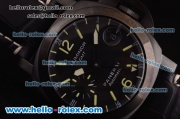 Panerai Luminor GMT Automatic PVD Case with Black Dial and Black Leather Strap