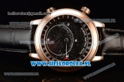 Patek Philippe Grand Complication Sky Moon Celestial Compass Miyota 9015 Automatic Rose Gold Case with Black Dial and Black Genuine Leather Strap (GF)