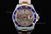 Rolex Submariner Automatic Movement with Silver Gray Dial and Blue Bezel and ETA Case--two tone Strap-Diamond Marking
