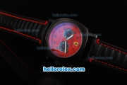 Ferrari Chronograph Miyota Quartz Movement 7750 Coating Case with Red Dial-Black Numeral Markers