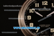 BlancPain Hundred Hours Japanese Miyota 9015 Automatic Steel Case with Black Dial and Black Rubber Strap - (AAAF)