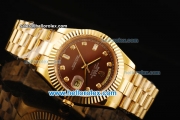 Rolex Day-Date II Automatic Movement Full Gold with Brown Dial and Diamond Markers