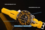 Gaga Milano Chrono 48 Miyota OS20 Quartz PVD Bezel with Black Dial and Yellow Numeral Markers