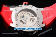 Richard Mille RM 60-01 Asia 2813 Automatic Steel Case with Skeleton Dial and Red Rubber Strap Dot/Arabic Numeral Markers (EF)