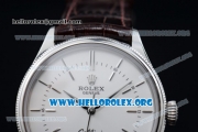 Rolex Cellini Clone Rolex 3132 Automatic Steel Case with White Dial Brown Leather Strap - (BP)