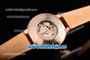 Cartier Ballon Bleu De 42MM Miyota 82S7 Automatic Rose Gold Case with White Dial Brown Leather Strap and Stick Markers
