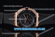 Audemars Piguet Royal Oak Offshore Chrono Miyota OS Quartz Rose Gold Case with Black Dial Black Rubber Strap and Black Subdials (EF)