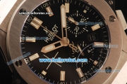 Hublot Big Bang Swiss Valjoux 7750 Automatic Steel Case with Black Dial and Black Rubber Strap