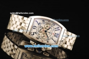 Franck Muller Chronograph Swiss Quartz Movement Full Steel with White Dial and Black Arabic Numerals