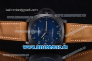 Panerai Luminor 1950 3 Days GMT Asia ST25 Automatic PVD Case with Blue Dial Arabic Numeral Markers and Brown Leather Strap