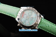 Rolex Daytona Automatic Movement MOP Dial with Roman Markers and Green Leather Strap