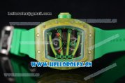 Richard Mille RM 59-01 Miyota 9015 Automatic Carbon Nanotubes Case with Skeleton Dial Green Inner Bezel and Green Rubber Strap