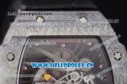 Richard Mille RM027-2 Miyota 9015 Automatic Carbon Fiber Case with Skeleton Dial Dot Markers and Black Nylon Strap