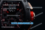 Richard Mille RM 011 Felipe Massa Chronograph Swiss Valjoux 7750 Automatic PVD Rose Gold Case with Black Dial Red Bezel Arabic Numeral Markers and Black Rubber Strap