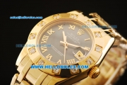 Rolex Datejust Automatic Movement Full Gold with Roman Numerals and Diamond Bezel-ETA Coating