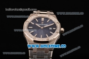 Audemars Piguet Royal Oak 33MM Miyota Quartz Steel Case/Bracelet with Blue Dial Stick Markers and Diamonds Bezel (EF)