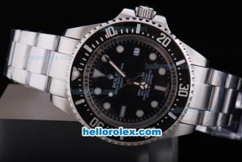 Rolex Sea-Dweller Oyster Perpetual Date Automatic with Black Ceramic Bezel and Black Dial-White Marking and Small Calendar