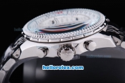 Breitling for Bentley Motors Chronograph Quartz Movement Full Steel with White Dial and Silver Stick Marker