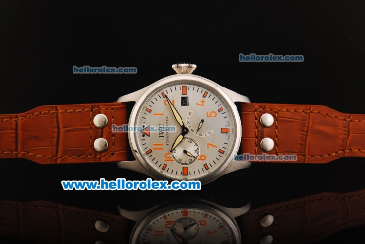 IWC Schaffhausen Portugieser Automatic Movement Steel Case with White Dial and Orange Arabic Numerals/Stick Markers - Click Image to Close