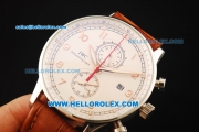 IWC Portuguese Yacht Club Chronograph Miyota Quartz Movement Steel Case with White Dial and Rose Gold Markers