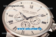 Ulysse Nardin Marine Chrono Asia Automatic Steel Case with Roman Numeral Markers and White Dial