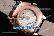 Cartier Drive de Cartier Asia ST16 Automatic Rose Gold Case with Black Dial Roman Numeral Markers and Black Leather Strap