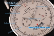 IWC Portuguese Chronograph Japanese Miyota OS20 Quartz Stainless Steel Case with Black Rubber Strap and White Dial