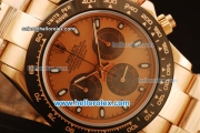 Rolex Daytona Chronograph Swiss Valjoux 7750 Automatic Rose Gold Case and Rose Gold Dial with PVD Bezel-Rose Gold Strap