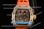 Richard Mille RM11-03 Swiss Valjoux 7750 Automatic Steel Case Skeleton Dial With Arabic Numeral Markers Orange Rubber Strap(KV)