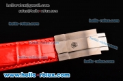 Rolex Day-Date Asia 2813 Automatic Steel Case with Red Leather Strap Stick Markers and Red Dial