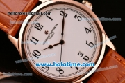 Vacheron Constantin Historiques Chronometre Royal 1907 Miyota Quartz Rose Gold Case with Brown Leather Strap White Dial and Arabic Numeral Markers