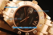 Rolex Datejust Swiss ETA 2836 Automatic Movement Full Rose Gold with Chocolate Dial and Diamond Bezel