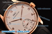 IWC Portuguese Vintage Asia 6497 Manual Winding Rose Gold Case with White Dial and Arabic Numeral Markers