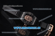 Richard Mille RM052 Miyota 9015 Automatic PVD/Rose Gold Case with Black Rubber Strap and Skull Dial PVD Bezel