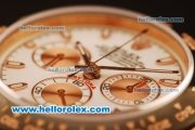 Rolex Daytona Chronograph Swiss Valjoux 7750 Automatic Rose Gold Case with White Dial and Brown Leather Strap