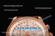 Longines Master Moonphase Miyota OS10 Quartz with Date Rose Gold Case with White Dial Stick Markers and Brown Leather Strap