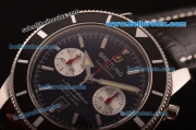 Breitling Superocean Swiss Valjoux 7750 Automatic Steel Case with Black Dial and Black Leather Strap