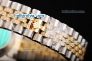 Rolex Datejust Automatic Movement Golden Dial with Diamond Markers and Two Tone Strap