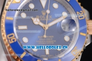 Rolex Submariner Miyota 8215 Automatic Two Tone Case/Bracelet with Blue Dial and Dot Markers