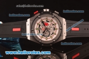 Hublot Big Bang Red Devil Chronograph Quartz Steel Case with White Skeleton Dial and Black Rubber Strap-7750 Coating