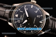 IWC Portugieser Hand-Wound Asia 6497 Manual Winding Steel Case with Black Dial and White Markers