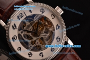 Patek Philippe Grand Complications Asia 3836 Automatic Steel Case with Brown Leather Strap Skeleton Dial Numeral Markers