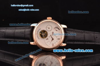 Patek Philippe Complications ST22 Automatic Rose Gold Case with Gold Markers Black Leather Strap and White Dial