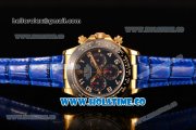 Rolex Daytona Chrono Swiss Valjoux 7750 Automatic Yellow Gold Case with Ceramic Bezel Blue Dial and Arabic Numeral Markers (BP)