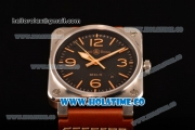 Bell&Ross BR 03-92 Miyota 9015 Automatic Steel Case with Black Dial and Brown Leather Strap - Arabic Numeral/Stick Markers (ZF)