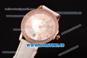 Blancpain Women Ladybird Ultraplate Miyota 9015 Automatic Rose Gold Case with Diamonds Bezel and Silver Dial (G5)