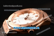 Hublot Classic Fusion 9015 Auto Rose Gold Case with White Dial and Black Leather Strap